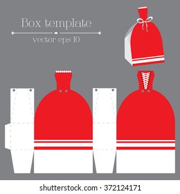 Vector box template with red glad rags with format eps10.