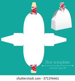 Vector box template with white dress and red floral ornament with format eps10.