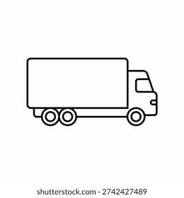 Vector box truck car line icon for app and web