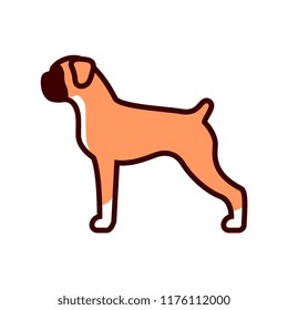 Vector Boxer Dog Icon Isolated On White Background