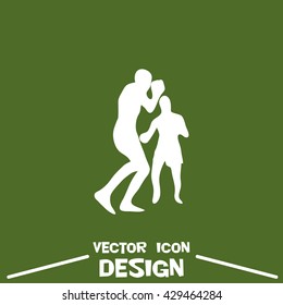 Vector boxers icon. Boxer illustration EPS. Men silhouettes moving while boxing.