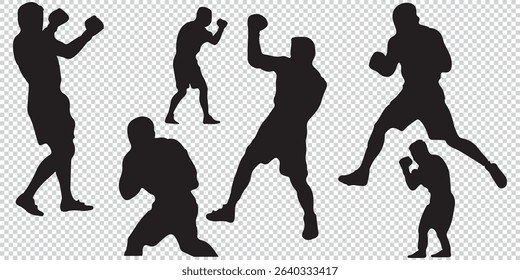 Vector of boxers stand with pose vector silhouette EPS 10