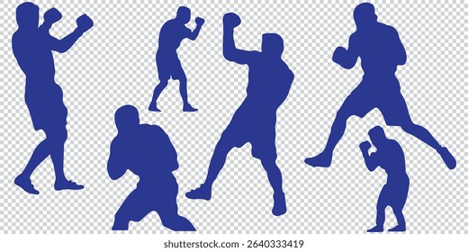 Vector of boxers stand with pose vector silhouette EPS 10