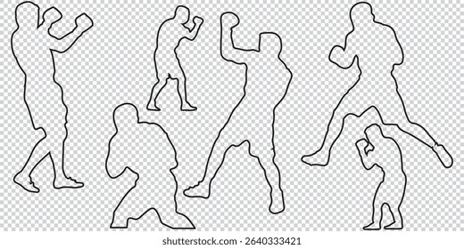 Vector of boxers stand with pose vector silhouette EPS 10