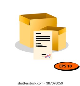 Vector boxes, delivery list. Approved delivery.