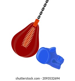 Icono de la bolsa de boxeo vectorial y guante aislado en fondo blanco.