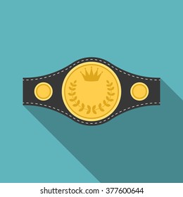 Vector boxing championship belt icon with long shadow, flat design svg