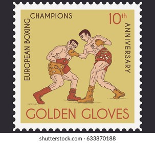 Vector boxing concept of golden gloves champions