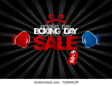 Vector boxing day sale design of boxing gloves and text