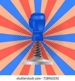 Vector Boxing Day Sale Icon with Sport Blue Glove on Colorful Background