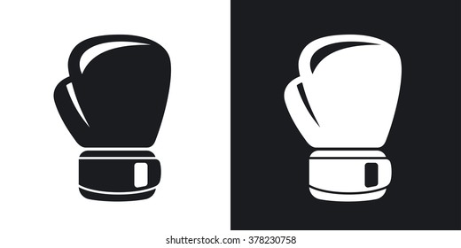 Vector boxing glove icon. Two-tone version on black and white background