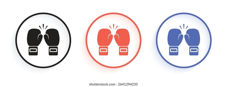 Vector Boxing Gloves In Circle Icon Set