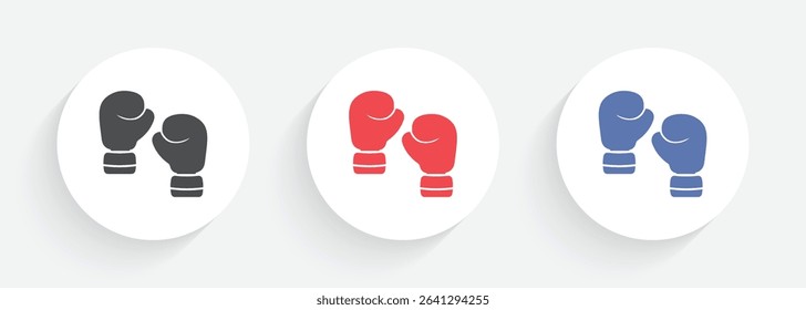 Vector Boxing Gloves In Circle Icon Set