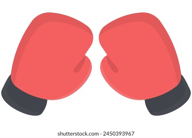 Vector boxing gloves flat icon isolated on white background.