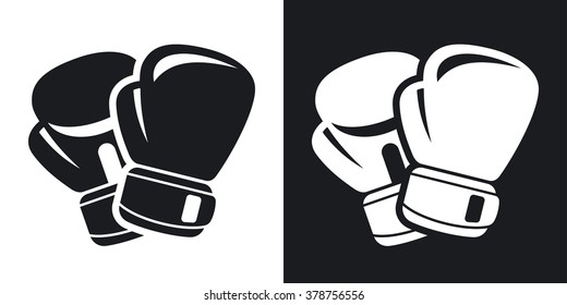 Vector boxing gloves icon. Two-tone version on black and white background - Shutterstock ID 378756556
