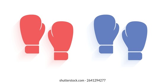 Vector Boxing Gloves In Red And Blue Icons