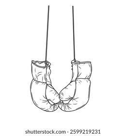 vector boxing gloves with ropes visible hanging