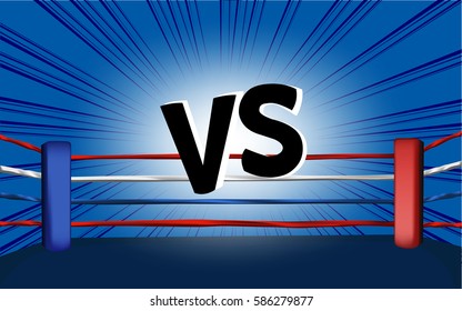 vector of boxing ring corner with comic style blue background