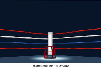 Vector Of Boxing Ring Corner With Red Chair.