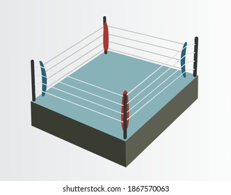 Vector of a boxing ring on grey background