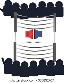 vector boxing stadium and viewer for background