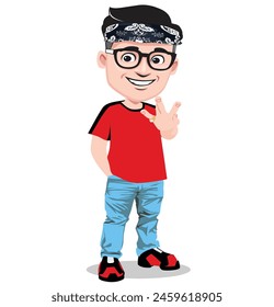 vector boy action cartoon in contemporary style