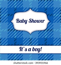 Vector Its a boy card with plaid