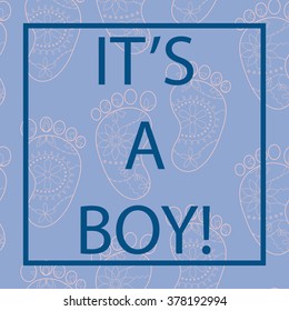 Vector Its a boy card serenity color with frame