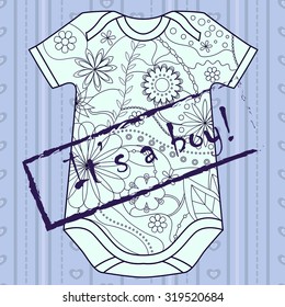 Vector it's a boy card with stamp and body
