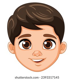 Vector boy cartoon head isolated white background