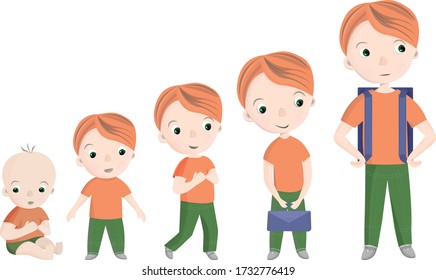 vector boy character in defferent ages