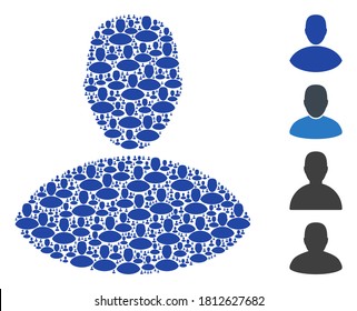 Vector boy collage is organized with repeating boy icons. Recursive collage of boy. Some other icons are present in this vector.