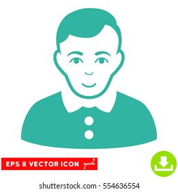 Vector Boy EPS vector pictogram. Illustration style is flat iconic cyan symbol on a transparent background.