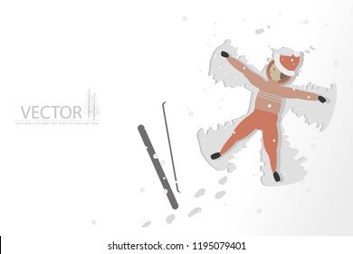 vector boy lay down and swing arm and leg on the snow floor
