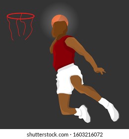 vector, boy playing basketball ar shooting the ball