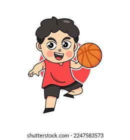 vector boy playing basketball, simple vector illustration design