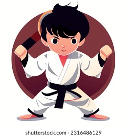 
vector boy practising karate vector 