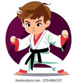 
vectorial boy practicando archivo vectorial de karate 