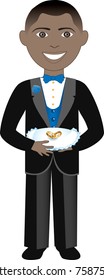 Vector of boy with rings and pillow. Ring Bearer 2.