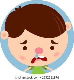 Vector Of Boy Running Nose.