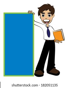 Vector Boy Student with Board Illustration. Can be used for T-shirt print, fashion print design, celebration greeting and invitation card.