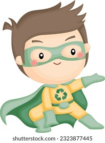 a vector of a boy superhero of earth