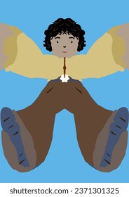 vector de un niño tomando un dibujo de tipo de dibujo animado