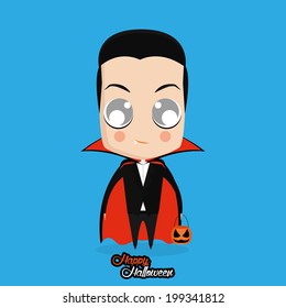 Vector Boy With Vampire Halloween Costume Isolated