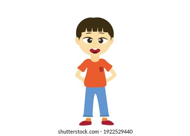 Vector Boy Wearing Orange Casual Clothes