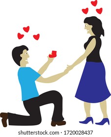 Vector of a boyfriend propose to his girlfriend