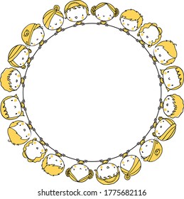 vector boys and girls with circle border background
