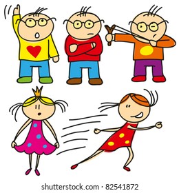 vector boys and girls playing outdoors
