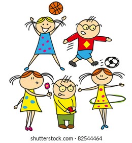 vector boys and girls playing outdoors