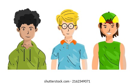 Vector of boys giving smile, fit for poster, education,social media etc.